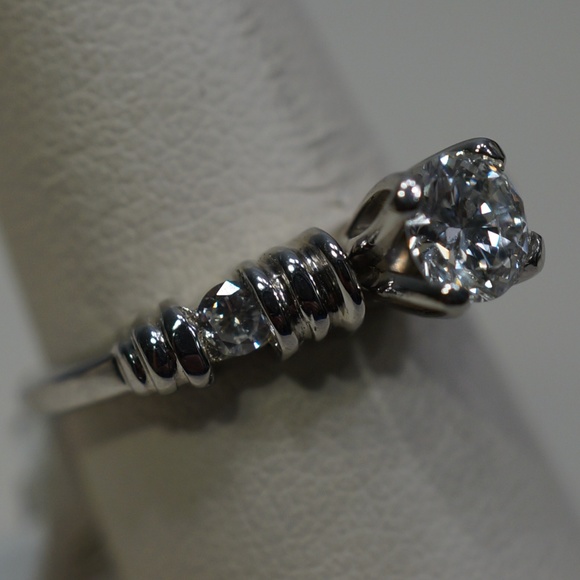 Platinum Genuine Diamond Engagement Ring - Picture 2 of 5